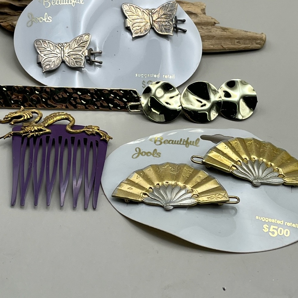 Gold and Silver Vintage Hair Accessories Set